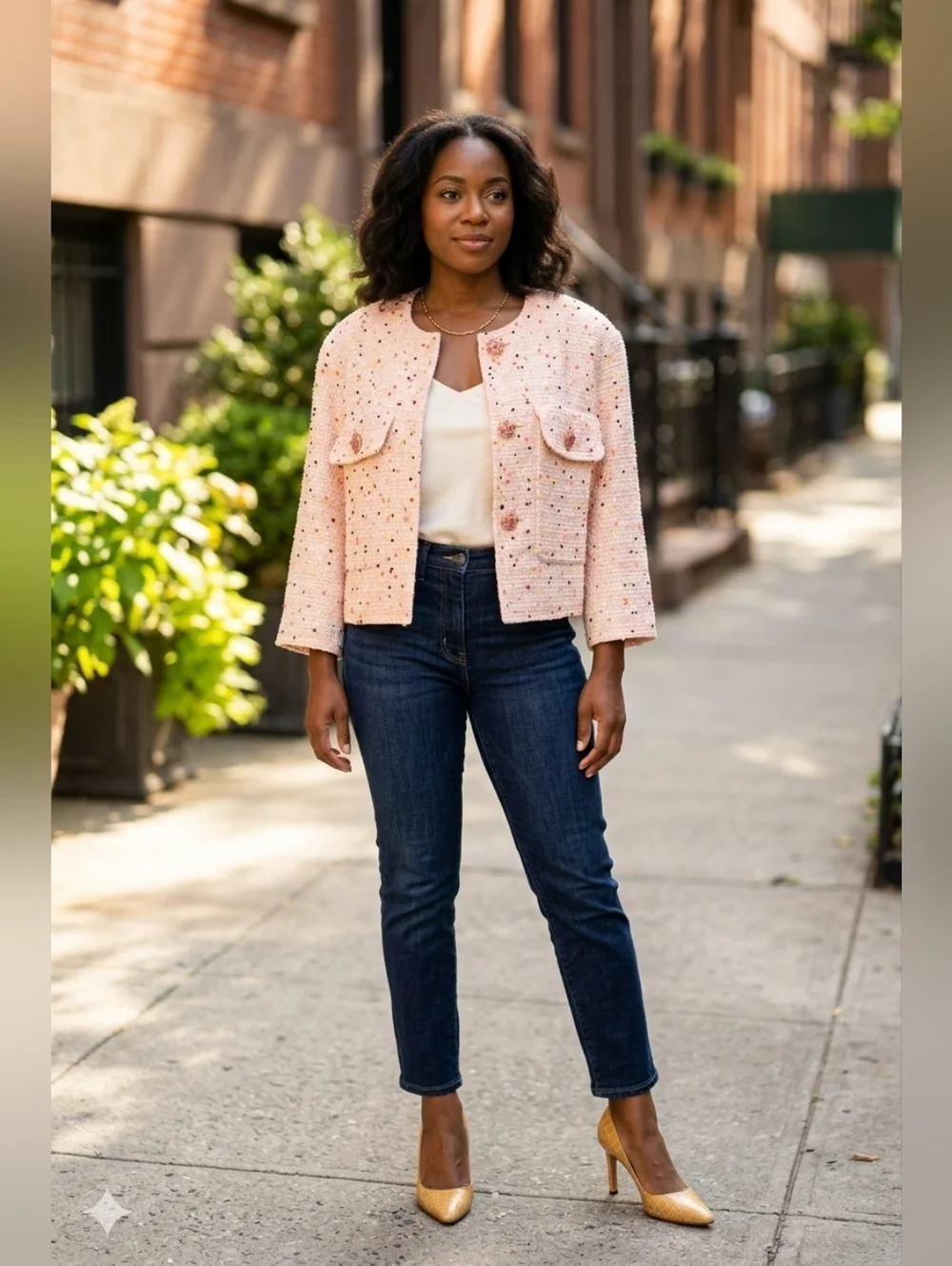 CHANEL Spring 2019 RTW Pink Multi Speckled Tweed Cropped Jacket Size FR 36/US 4 - Picture 3 of 11